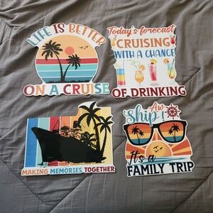 Cruise Vacation Magnet Pack - Sunset Palms & Tropical Drinks